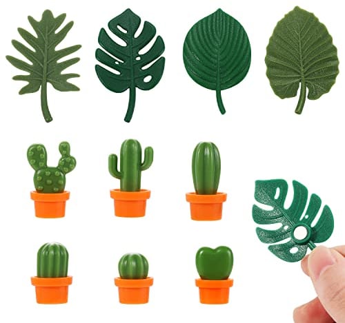 10pcs Plant Fridge Magnets, Mini Leaf Refrigerator Magnets Mini Cactus Magnets Cute Fridge Magnets Tropical Refrigerator Magnets for Refrigerator Locker Home Office (2 Styles)