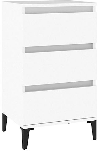 vidaXL Bedside Cabinet, Bedside Table Nightstand Side Table Bed Cabinet, Bedroom Side Cabinet with Storage, Modern Style, White Engineered Wood