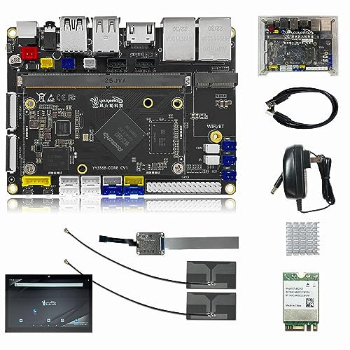 YY3568 Open Source Developer Kit Rockchip RK3568 Soc Support for Android 11.0, Debian 10.0 and OpenHarmony OS, 64-Bit KI Motherboard (Advanced Kit with eDP LCD 4GB RAM)