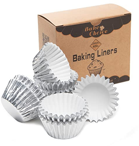 400 pezzi Pirottini per Muffin Carta Mini,Cupcake Pirottini Carta in Alluminio,per Decorazioni Natalizie,Dimensione Mini Argento