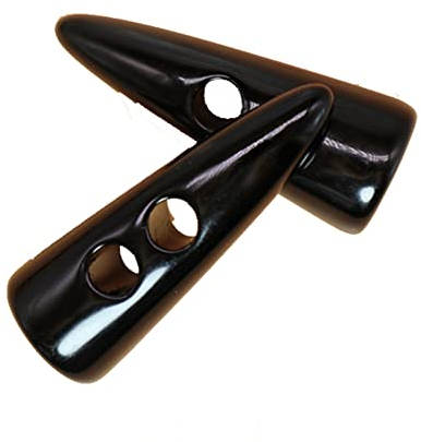 Yurosiay 10 Stück 5cm Horn Knebelknöpfe Doppelloch Harz Knebelknöpfe Kunststoff Nähknöpfe Klein Knöpfe Basteln Kunstharzknöpfe für Mäntel Jacken Blazer DIY Kleidung Nähzubehör Schwarz