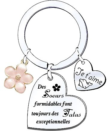 MNBVBV Cadeaux de Noël pour Tata Porte-clés amies formidables tatas exceptionnelles - Porte-clés pour Annonce Grossesse Tata Naissance Enfant idée Cadeau Annonce bébé Fille garçon (2)