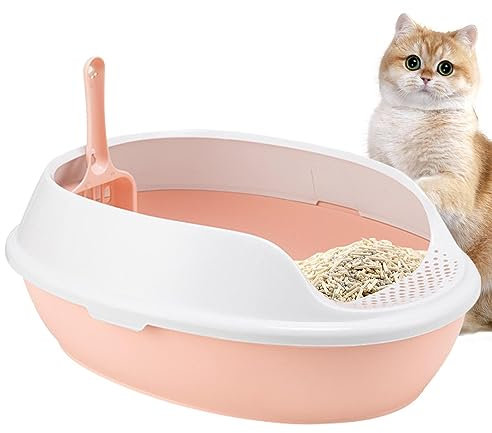Povanjer Bac A Litiere pour Chat, Maison De Toilette Chat Fermée, Caisse Chat Litiere, Amovible Anti-éclaboussures Semi-fermé WC pour Chat avec Pelle Tailles ?13 Styles Et Couleu ?