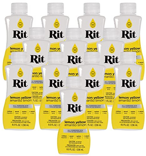 Rit Dye - Tinte líquido para telas de 8 onzas para ropa, decoración y manualidades, color amarillo limón (paquete de 12)
