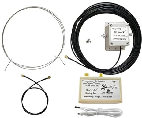 Yuattory -30+ Plus 0,5–30 MHz Aktive Ring-Empfangsantenne, SDR-Loop-Antenne, Rauscharm, Mittelkurzwellenradio, Kurzwelle, Langlebig, Einfache Installation, Einfach zu Bedienen (3,5 Mm).