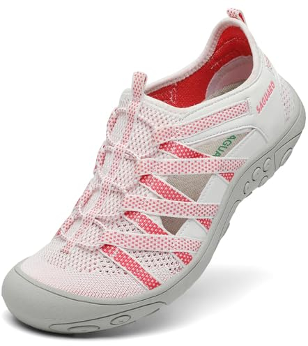 SAGUARO Trekking Sandalen Damen Outdoor Sport Sandalen Rutschfest Atmungsaktiv Geschlossene Wandersandalen Rosa 40 EU