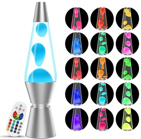 AONESY Lavalampe Led Lavalampe mit Fernbedienung 37cm Lavalampen Weißes Wasser Weißes Wachs Lavalampe Nachtlicht Geschenk für Weihnachten Geburtstag Valentinstag