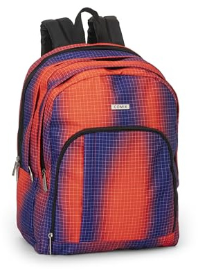 COMIX FLASH - Zaino Organizzato Scuola Media, Superiore e Elementare con 2 Ampi Spazi Centrali e Spallacci Regolabili, Vano Frontale a Zip e Tasche Laterali, Nero/Giallo - 32x43Hx23, 31 L
