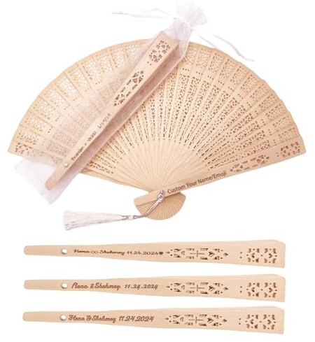 20Pcs Custom Folding Fan Personalized Folding Hand Fan Sandalwood Wedding Fans Wedding Party Favor Abanicos De Mano Wedding Fans for Guests Bride Fan Wedding Decorations (20)