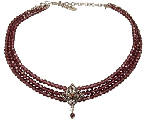 Alpenflüstern Collier ras du cou Louisa DHK342 - Avec perles - Pour costume traditionnel - Pour femme - Couleurs traditionnelles, Zinc