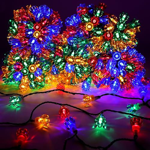 Christmas Concepts® 500 50m/164ft Retro Multi Coloured LED Petal Lights with 8 Function Controller – Indoor/Outdoor – Energy Efficient A++ - Christmas Lights