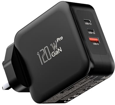 Cargador USB C de 140W PD 3.1 Fuente USB C GAN Adaptador de Corriente de 4 Puertos Compatible con MacBook Pro 16» 2021, DELL XPS, iPhone 15 Pro Max/Pro/15/14 Pro Max/14, Galaxy S23 Ultra/S23/S22