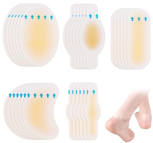 Lot de 30 Pansements Ampoules, Invisibles Pansements Hydrocolloïde Gel Bandages pour Prévention et Soin des Ampoules, Pansements Ampoule Talon soin des Ampoules au Pied, Orteil et Talon (32 Pièces, M)