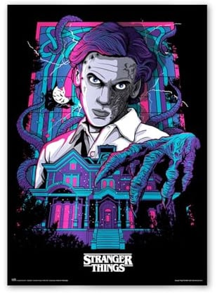 Grupo Erik Premium Leuchtendes Poster Stranger Things Wandkunst - Im Dunkeln Leuchtendes Poster Schwarz