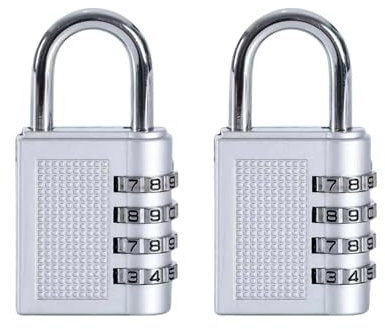 HRLORK Combination Padlock 2 Packs School Locker Lock Outdoor Weatherproof Digit Padlock Resettable Code Lock Silver
