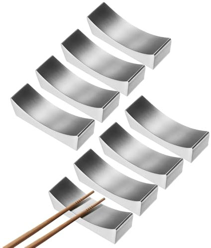 sourcing map 8pcs 304 Stainless Steel Chopstick Rest, Curved Shape Chopstick Stand Holder Knife Rest for Countertop Holding Chopstick Spoon Forks Knife Tabletop Decoration, Silver