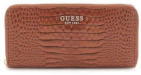 GUESS Women Laurel SLG Large Zip Around Wallet, Cognac