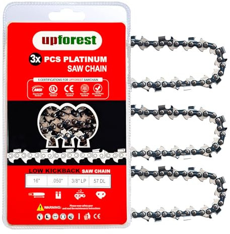 16 Inch Chainsaw Chain 3/8LP Pitch -.050 Gauge 57 Drive Links - 91PX57CQ/ 91VG57CQ Fits Echo CS-3510/352/3400/400, Worx WG300,WG303 - S57 (3 Chains)(91EOP57X3)