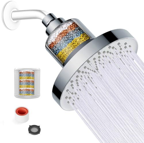 JINYOMFLY Alcachofa Ducha con Filtros de 20 Etapas, 15CM Alcachofa de Ducha Exterior, Alcachofa para Ducha de Jardin, Alcachofa Fijas de Ducha, Cabezal Ducha Alta Presion, Autolimpiante