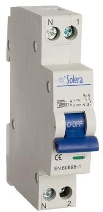 Solera® CBMM1N16 Interruttore Magnetotermico, C16, 1P+N, 1M, 6kA, 16A • 12 unità