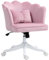 HOMCOM Computer Desk Chair, Armless Makeup Vanity Chair with Shell Back, Bow Pillow, Height Adjustable, Swivel Wheels for Home, Bedroom, Pink