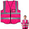 banjiabb Rosa Sicherheitsweste mit Taschen und Reißverschluss,Warnweste Pink,Warnweste,Pinke Warnweste,Weste Pink,Warnweste Damen,für Erwachsene