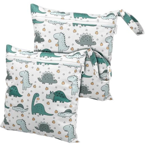 PERSELOSO 2stücke Cartoon Dinosaurier Wet Bags wasserdichte Wickeltaschen Für Junge Mädchen Aufbewahrung Für Schwimmbekleidung Windeln Und Tagespflege Kompakte Reisetaschen Für