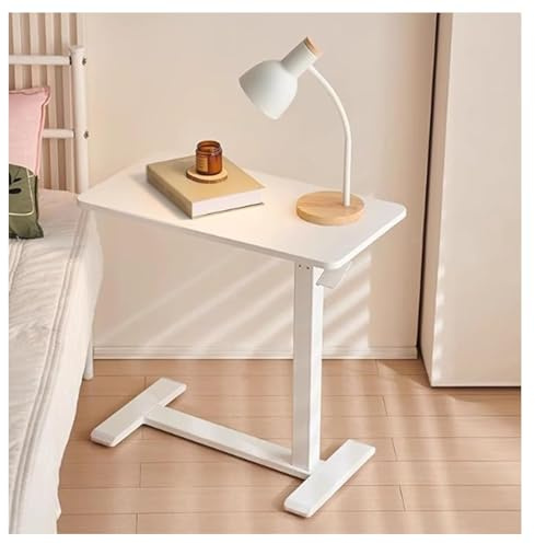 HJYDMQS Table D'Appoint à roulettes, Table D'Ordinateur Haute, Table De Lit RéGlable en Hauteur avec roulettes Bureau Pliable, pour Salon(Size:（68 * 36cm） Pneumatic Lifting,Color:Bois d'origine)