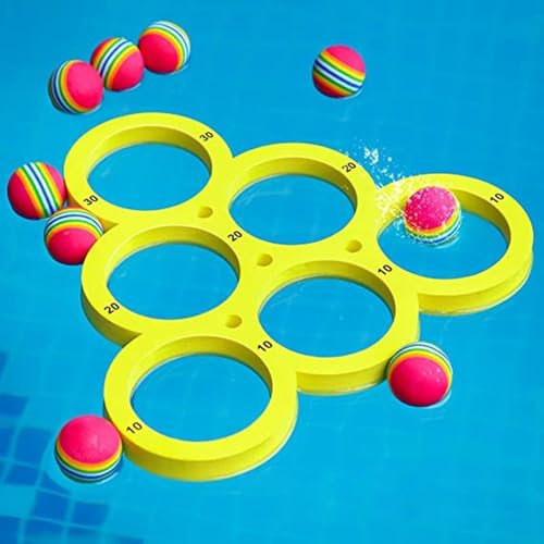 Biniveil Juegos De Lanzamiento Flotantes De La Piscina | Anillos De Espuma Flotantes | Juguete De Piscina Adultos | con 10 Bolas | Juguetes De Agua De La Piscina para Adultos, Niños Y Familiares