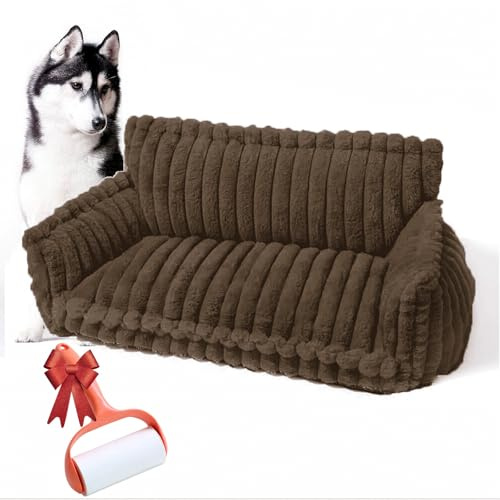 Vgpbphj Haustiersofa Chaffar, Cord Hundebett Hundesofa Inkl. Mini-Kissen, Waschbarer Hundecouch Grosse Hunde, Schlafplätze & Möbel für Hunde (Dunkelbraun, XL (100x67x40cm))