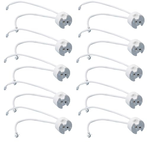 Set von 10 Keramik Lampenfassungen für Halogen- und LED-Lampen – G4, GX10.3, GY6.310, MR11, MR16 Sockel – Hochwertige Porzellanfassung mit Silikon-Schutz – Max. 2100 V ~ 4 A gu 10 fassungen