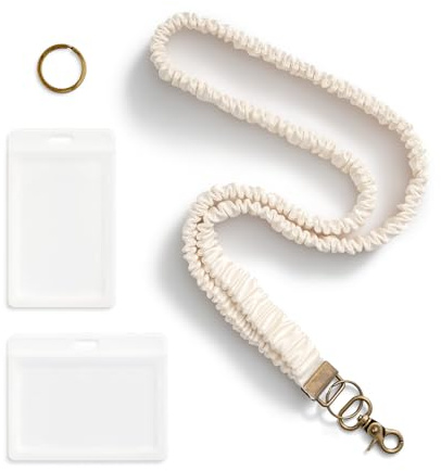 AOKSUNOVA Schlüsselanhänger Band Lang Lanyard Schlüsselband Beige Umhängeband für Schlüssel, Ausweishülle