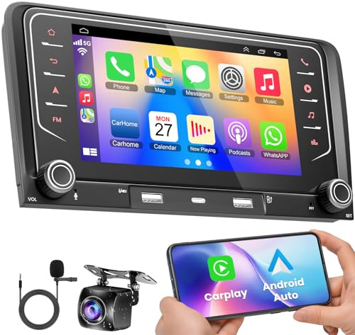 4 + 64 GB Car Radio for Audi A3 S3 RS3 2003-2012 with Wireless Carplay & Android Car, Android 13 7 Inch IPS Car Radio with GPS Voice Control SWC Reversing Camera Bluetooth 5.2 Hands-Free WiFi
