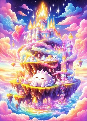 Puzzle 500 Teile, Schloss Tier Katze Puzzle Erwachsene, Herausforderndes Rätsel, Klassische Puzzles 52x38 cm, Geschicklichkeitsspiel für die ganze Familie