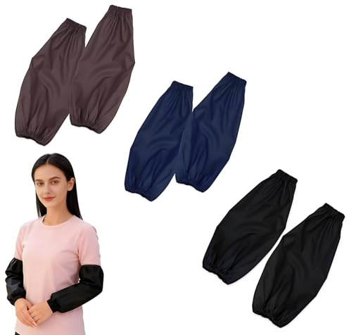 xutong 3 Paar Wasserdichte Arm Ärmel Abdeckungen,Schwarz/Braun/Marineblau,Wiederverwendbare Armschoner Für Küche Reinigung Waschen Malerei,36 * 17cm