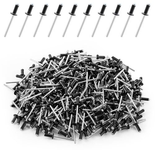 HonQiShiMY 160 Pz Set di ribattini ciechi 4.8x16mm, ribattini in alluminio, assortimento Alu/Acciaio,rivetti pop rivetti aperti, Rivetti Ciechi in Alluminio, ribattini a testa piatta per metalli
