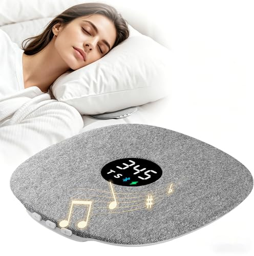 Bone Conduction Under-Pillow Speaker for Sleeping,Ultra-Thin Portable Wireless Bluetooth Pillow Speakers with White Noise & Timer | Supports LED Display,TF Card, Perfect for Side Sleepers,Adult-Gray