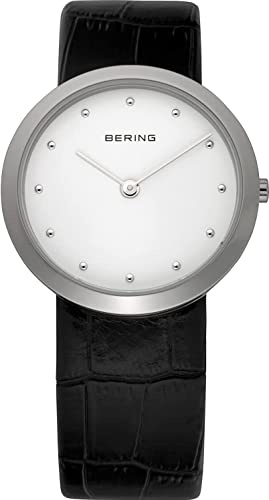 BERING Damen Analog Quarz Classic Collection Armbanduhr mit Kalbsleder Armband und Saphirglas 10331-400