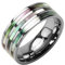 Mianova Band Ring Titan Wedding Triple Abalone Perlmutt Inlay Herrenring Damenring Partnerring Damen Herren Silber Silber Größe 73 (23.2)