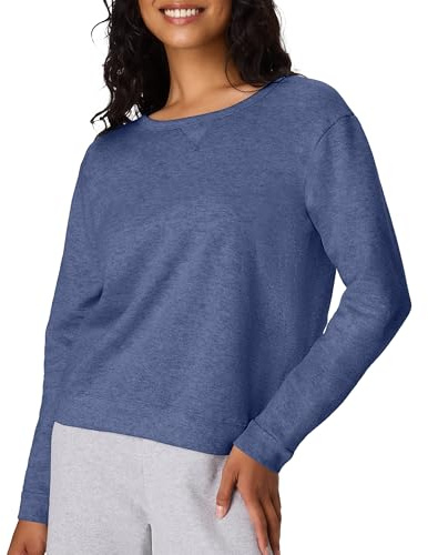 Hanes Women's EcoSmart Crewneck Sweatshirt, Navy Heather, Small