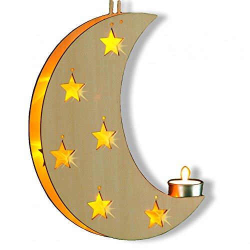 Wenko LED Fenster Weihnachts Deko Mond beleuchtet Dekoleuchte Fensterdeko