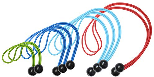 MASTER LOCK Gummi-Spanneil mit Ball [2 * 20 cm + 3 * 30 cm + 3 * 40 cm + 2 * 50 cm] [Set mit 10 Spannseilen] 3256EURDAT - Ideal zum Tragen von Yogamatten