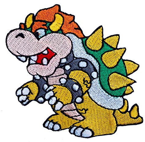 Premier Patches Bowser Patch bestickt zum Aufbügeln oder Aufbügeln, für Kostüm, Cosplay, Mario Kart/Snes/Mario World/Super Mario Brothers/Mario Allstars