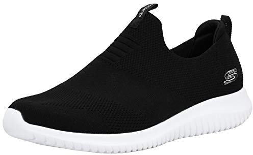 Skechers Ultra Flex First Take, Zapatillas sin Cordones Mujer, Black Knit Mesh/White Trim, 38 EU