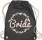 Shirtracer Turnbeutel Rucksack - JGA Junggesellenabschied Frauen - Bride Blumenkranz rosé - Unisize - Dunkelgrau - bachelorette party accessories brauttaschen jungesselnabschied bripe juterucksäcke