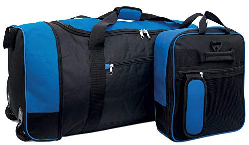 iN 32” Holdall with Wheels – Foldable Wheeled Holdall – Bag with Wheels - Lightweight - Luggage/Suitcase – Extra Large - Wheeled Travel Bag - Weekender Bags – Duffle Bags (Black/Blue) 80L