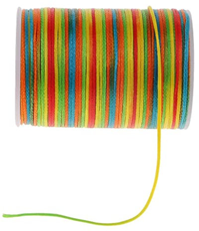 F Fityle 0,8mm Wachsband Bunte Wachs Band Wachsschnur Gewachste Kordel zum Nähen Lederhandwerk, DIY Schmuck - Regenbogen