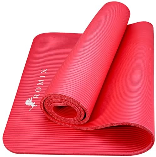 ROMIX Yogamatte 180 x 60 cm – 15 mm Dicke Yoga Trainingsmatte, Rutschfest & Umweltfreundlich Gymnastikmatte, Weich Schaum Pad, Schweißresistente Yoga Matte mit Tragegurt für Fitness, Pilates Matte