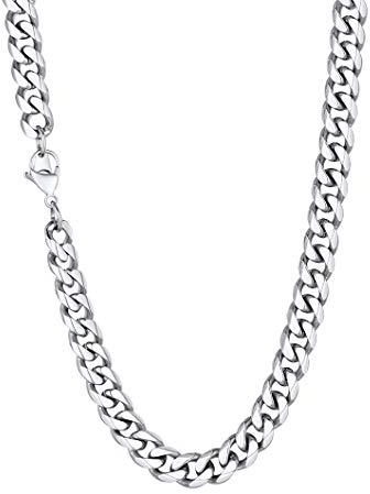 Richsteel Herren Halskette Klassische Panzerkette 3/6/9/12mm breit kubanische Gliederkette Herren Hip-Hop Kette Cuban Chain Necklace für Männer Jungen Edelstahl 36-76cm als Herren Geschenk