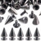 Swpeet 110 Paare 7 mm x 9,5 mm Rundkegel Spikes und Nieten Metall Schraubverschluss für DIY Lederhandwerk Cool Nieten Punk-Nieten Münzschicht Gun-Black
